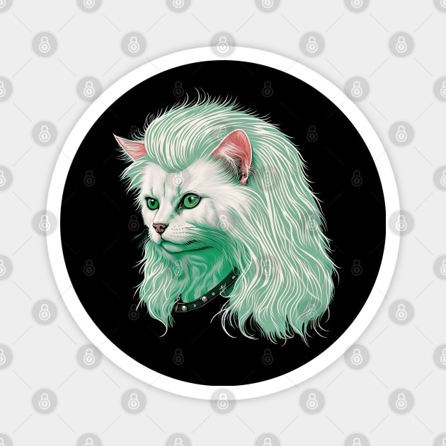 80s Metal Cat With Mullet Magnet by DankFutura